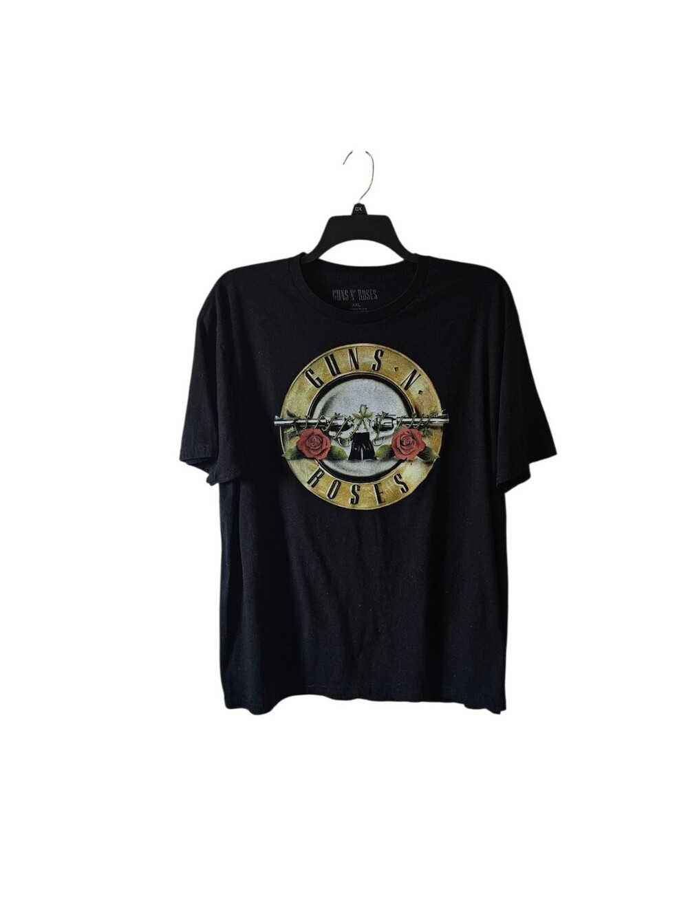 Guns N Roses Shirt 2XL Black Graphic Tee Bullet Logo Hard Rock Band Merch XXL